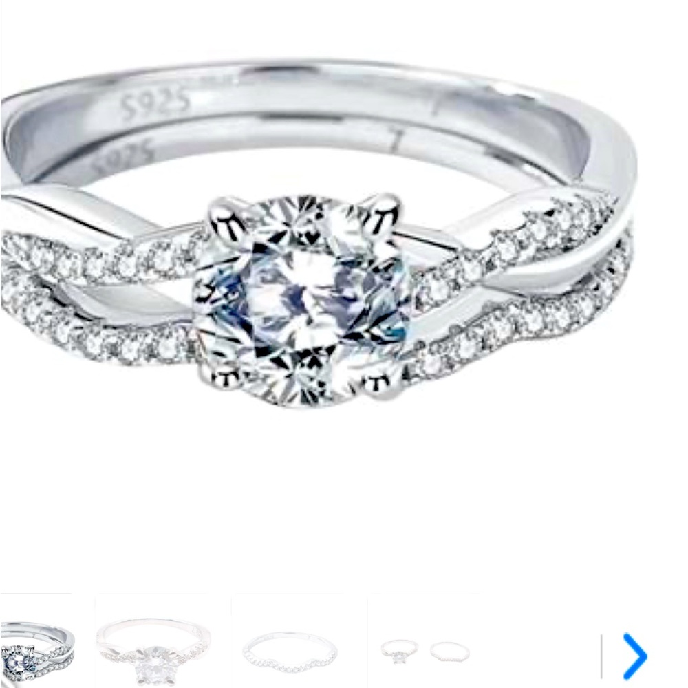 Silver moissonair diamond ring